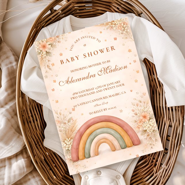 Moderne Boho-Regenbogen-Baby-Party Einladung (Von Creator hochgeladen)