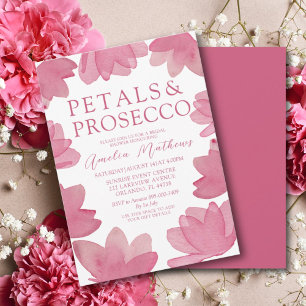 Moderne Boho Rosa Wasserfarben Blütenblätter & Pro Einladung