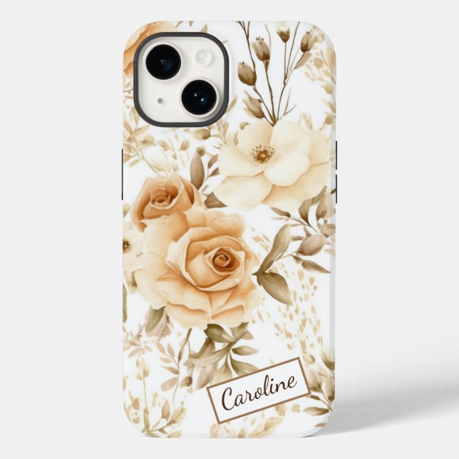Moderne Boho-Rose neutral Case-Mate iPhone 14 Hülle (Rückseite)