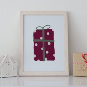 Moderne Boho rot und grün Weihnachten Gegenwart Pr Poster