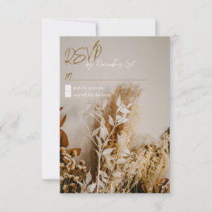 Moderne Boho rustikal getrocknete Blume Hochzeit-R RSVP Karte