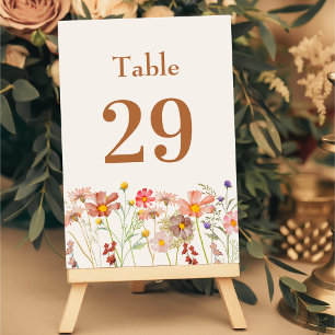 Moderne Boho-Rustikale Florale Herbsthochzeit Tischnummer