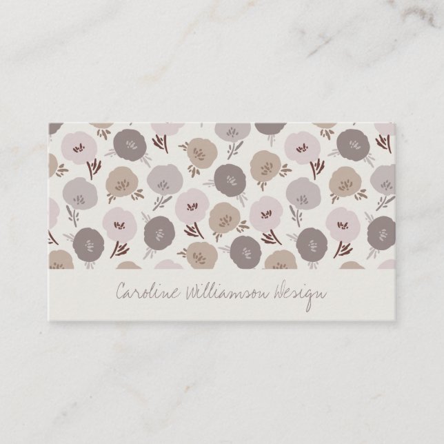 Moderne Boho Taupe Blush Gray Botanische Blume Visitenkarte (Vorderseite)