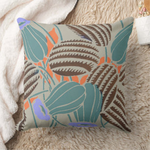Moderne Boho Teal- und Lavendel-Blumendekoration Kissen