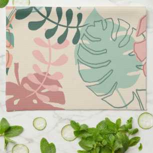 Moderne Boho Tropical Monstera Pflanzen Küchentüch Geschirrtuch