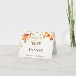 Moderne Boho Wasserfarbe Herbst Blätter Hochzeit Dankeskarte