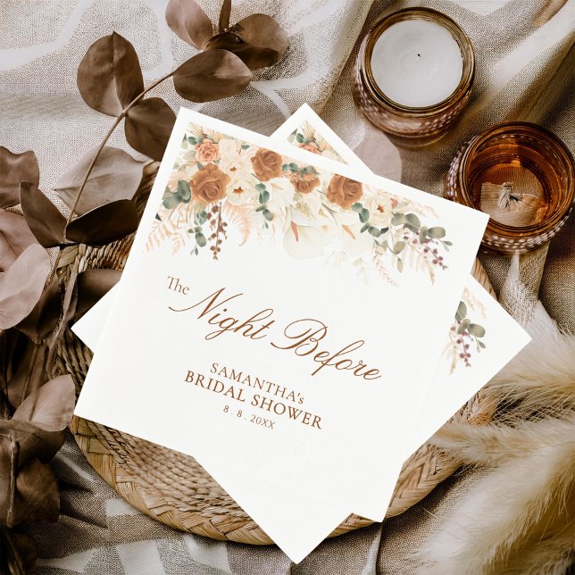 Moderne Boho-Wasserfarbe-The Night Before-Brautjun Serviette (Von Creator hochgeladen)