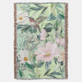 Moderne Boho Wasserfarben-Wildblume Decke