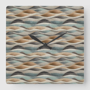 Moderne Boho Waves Wand montierte Kunst Quadratische Wanduhr