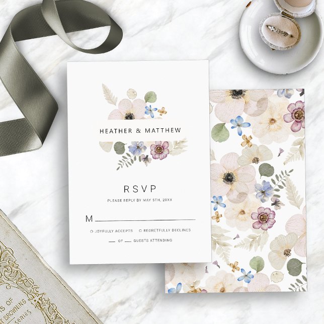 Moderne Boho Wedding RSVP Card (Modern Boho Floral Wedding RSVP Card by Painted Paperie
)