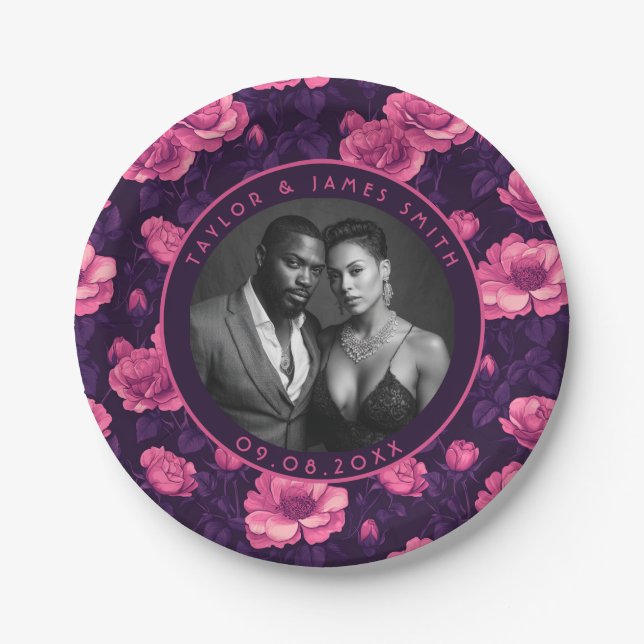 Moderne Boho Wedding Teller für Sommerhochzeiten (Vorderseite)