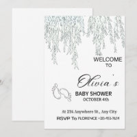Moderne Boho-Weiden-Baby-Shower-Einladung | Minima
