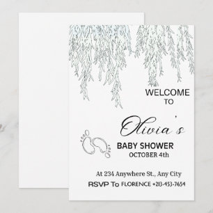 Moderne Boho-Weiden-Baby-Shower-Einladung Minima Einladung