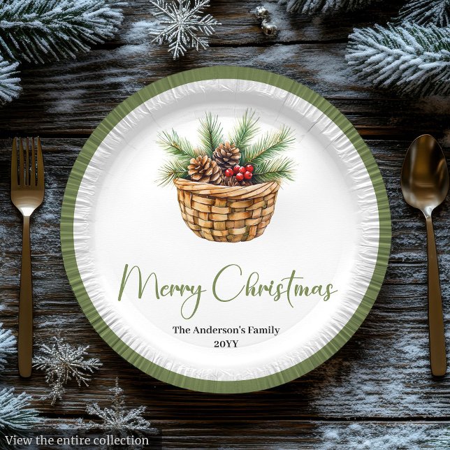 Moderne Boho-Weihnachtsbaum-Botanik-Party-Teller Pappteller (Modern Boho Christmas Tree Botanical Party Plates)