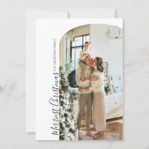 Moderne Boho Weihnachtskarte mit Foto Arch Feiertagskarte
