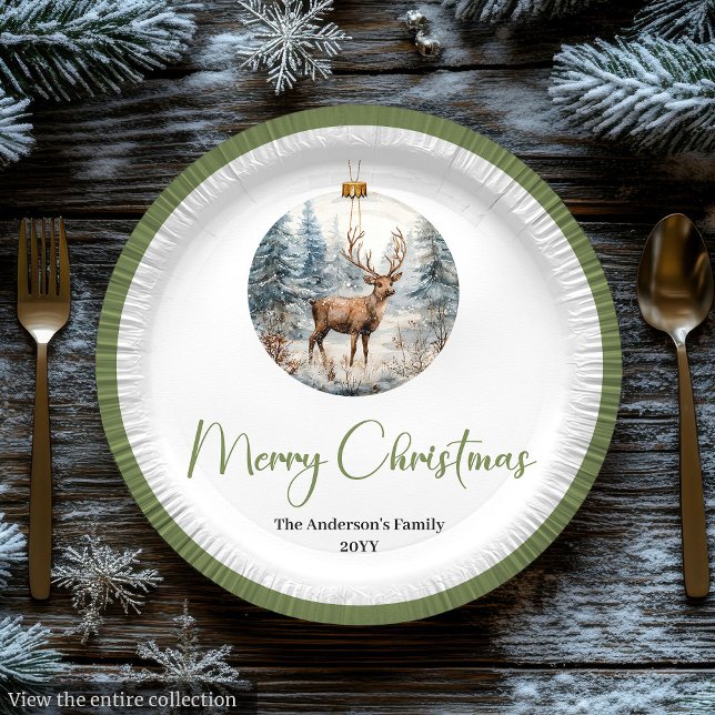 Moderne Boho-Weihnachtsszene Botanischer Teller (Modern Boho Christmas Scene Botanical Dinner Plates)