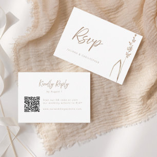 Moderne Boho-Weizen-Gras-QR-Code-Hochzeits-RSVP-Ka Dankeskarte