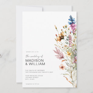 Moderne Boho Wildblume Floral Wedding Einladung