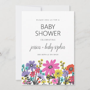Moderne Boho-Wildblumen-Baby-Party Einladung