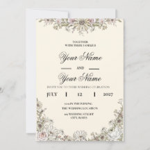 Moderne Boho-Wildblumen-Linienkunst-Hochzeit