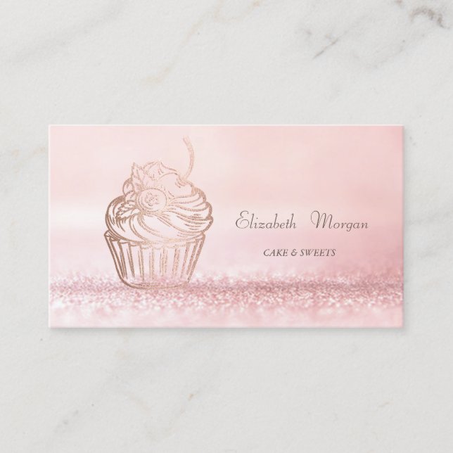 Moderne Bokeh-Kuchen-Süßigkeiten, Cupcake Visitenkarte (Vorderseite)