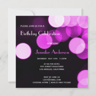 Moderne Bokeh Rosa Glitter & Glamour Geburtstagsfe Einladung