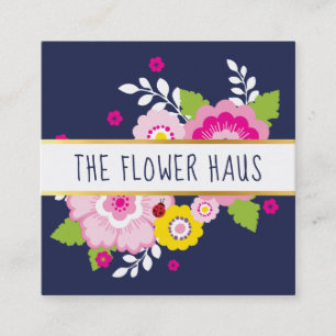 MODERNE BOLD FLORAL farbenfrohe Blüten marinebrosa Quadratische Visitenkarte