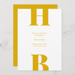 Moderne Bold Typografy Monogram Mustard Yellow Save The Date