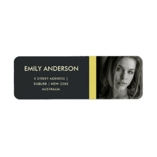 MODERNE BOLD YELLOW BLACK PERSONAL FOTO ADRESSE