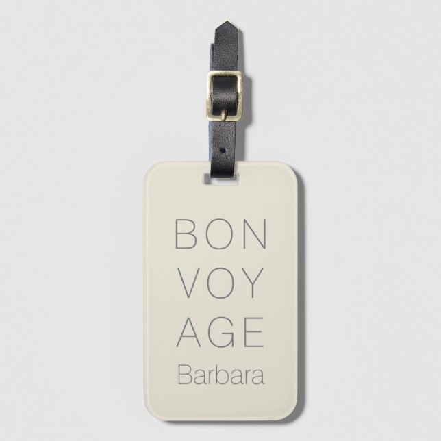 MODERNE BON VOYAGE TRAVELER VANILLA CREAM GEPÄCKANHÄNGER (Vorderseite Vertikal)