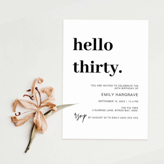 Moderne Bonjour Trente 30 Anniversaire Invitation  (Créateur téléchargé)