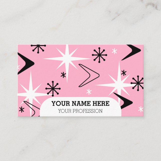 Moderne Boomerangs Pink aus dem Mittelalter Visitenkarte (Vorderseite)