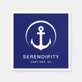 Moderne Bootanchor Navy Personalisiert Napkins Serviette