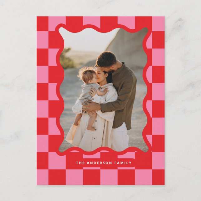 Moderne bord ondulé carte de Noël photo minimale (Devant)