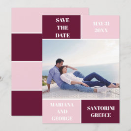 Moderne Bordeaux- und Blütenfarben Save The Date