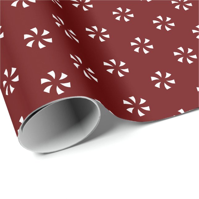 Moderne bordeauxfarbene Schneeflocken Geschenkpapier (Rolleneckpunkt)