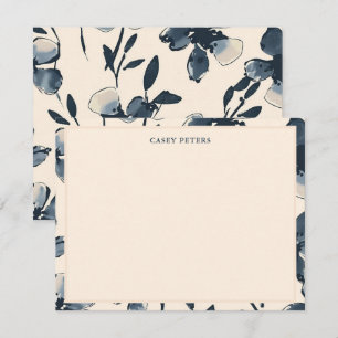 Moderne Border Blau Wasserfarbe Blumen Typografie Mitteilungskarte