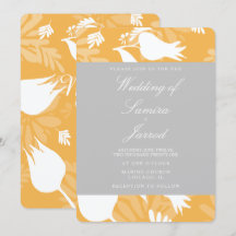 Moderne botanisch-gelbgraue Tulip Hochzeit