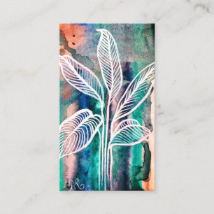 Moderne botanische Aquarellfarben Aquamariner QR-C Visitenkarte