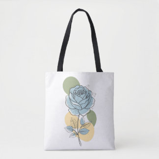 Moderne botanische Ästhetik - Blaue Rosen-Linienku Tasche