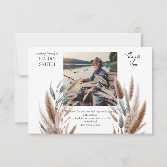 Moderne botanische Beerdigung Dankeskarte (Vorderseite)