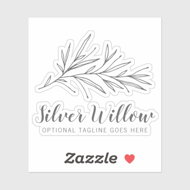 Moderne Botanische Blätterzweige Silber-Minimal-Lo Aufkleber (Blatt)