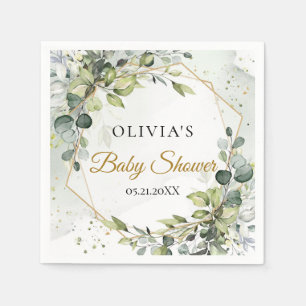 Moderne botanische Blattgold Baby-Dusche Serviette