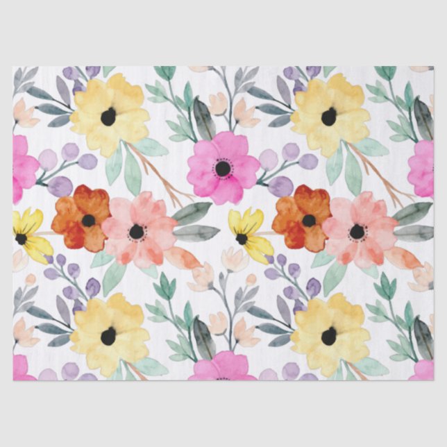 Moderne botanische Blume im Wasserfarbenbereich Seidenpapier (Vorderseite)
