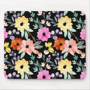 Moderne botanische Blume Wasserfarbe Blumenmouse Mousepad