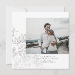 Moderne botanische Blumenfoto Save The Date