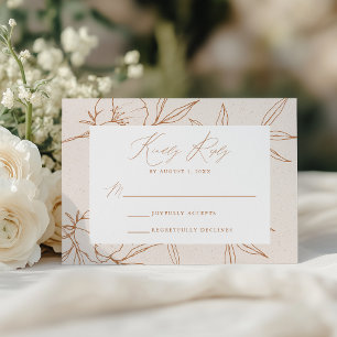 Moderne Botanische Blumenkreuz & Terracotta Brown RSVP Karte
