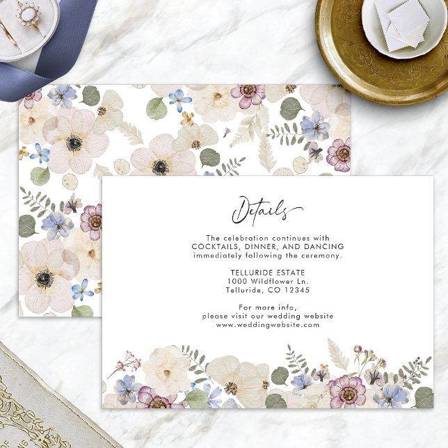 Moderne Botanische Blumenzehen Begleitkarte (Modern Botanical Floral Wedding Details Enclosure Card by Painted Paperie
)