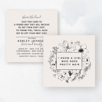 Moderne Botanische Blush-Karte und Schwarze Refere