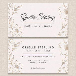 Moderne botanische Blush- und Schwarznamentypograf Visitenkarte